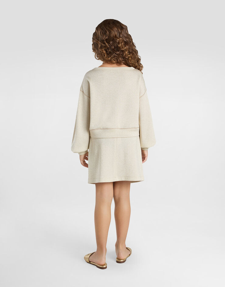 Dolce & Gabbana Lurex jersey skirt with DG logo Gold L5JIA2G7O0U