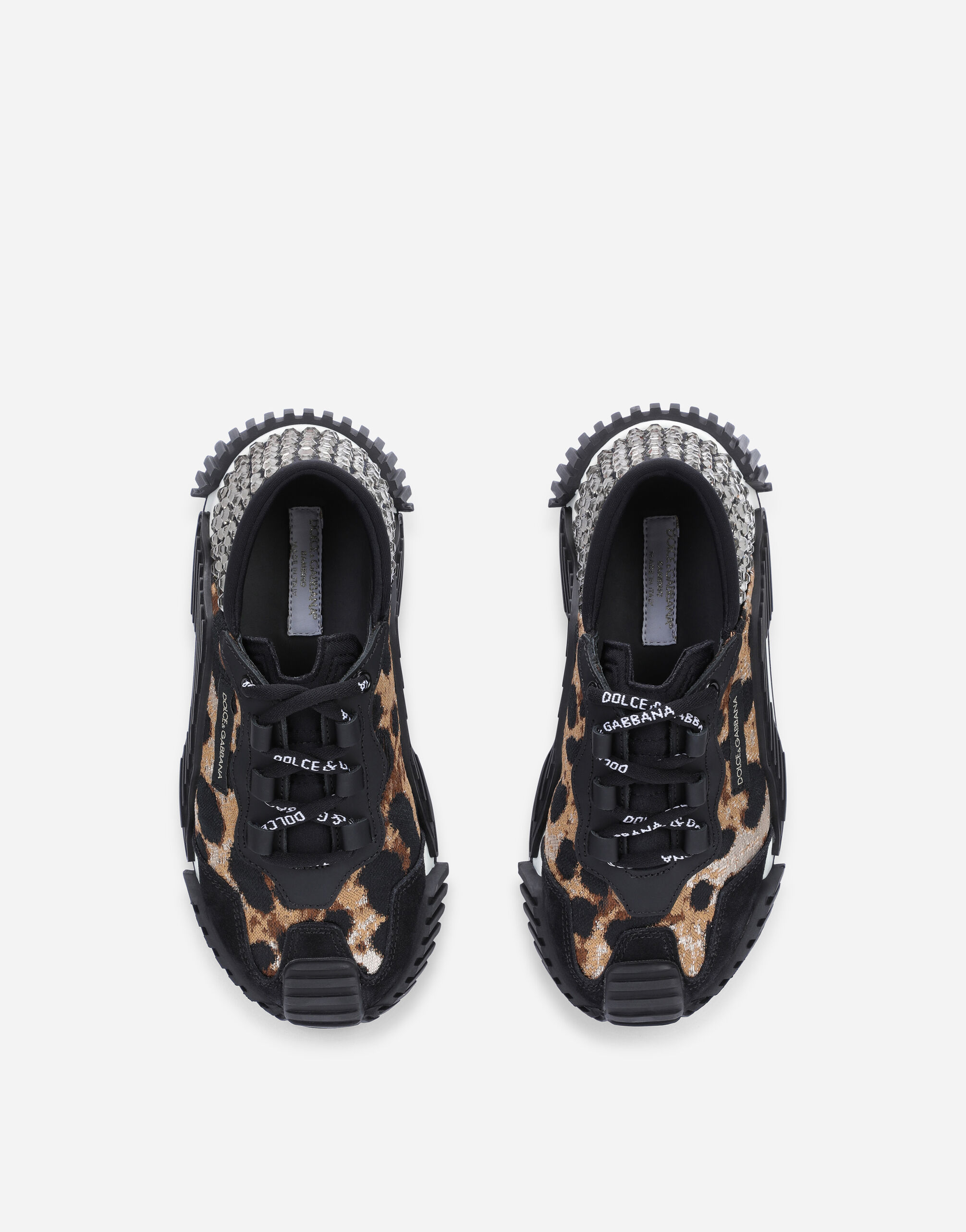 Leopard design jacquard NS1 sneakers with fusible rhinestones in Animal Print for Women Dolce Gabbana US
