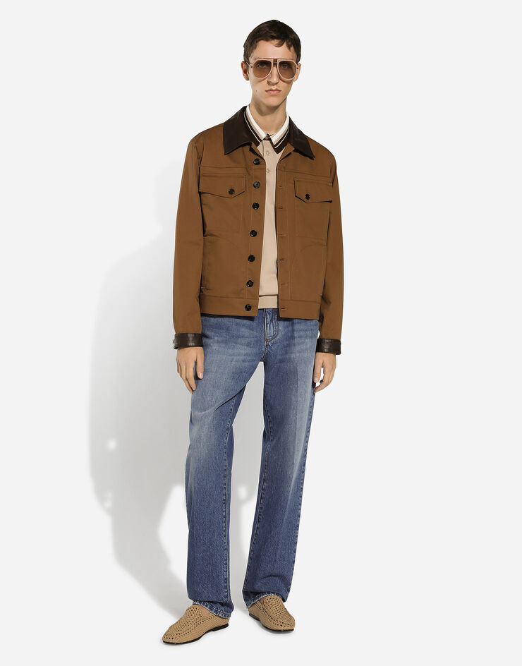 Silk polo-neck with DG embroidery in Grey for Men | Dolce&Gabbana® US