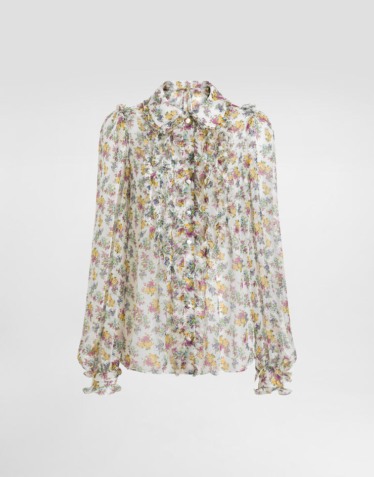 Dolce & Gabbana Small floral-print chiffon shirt Multicolor F5U02TIS10C