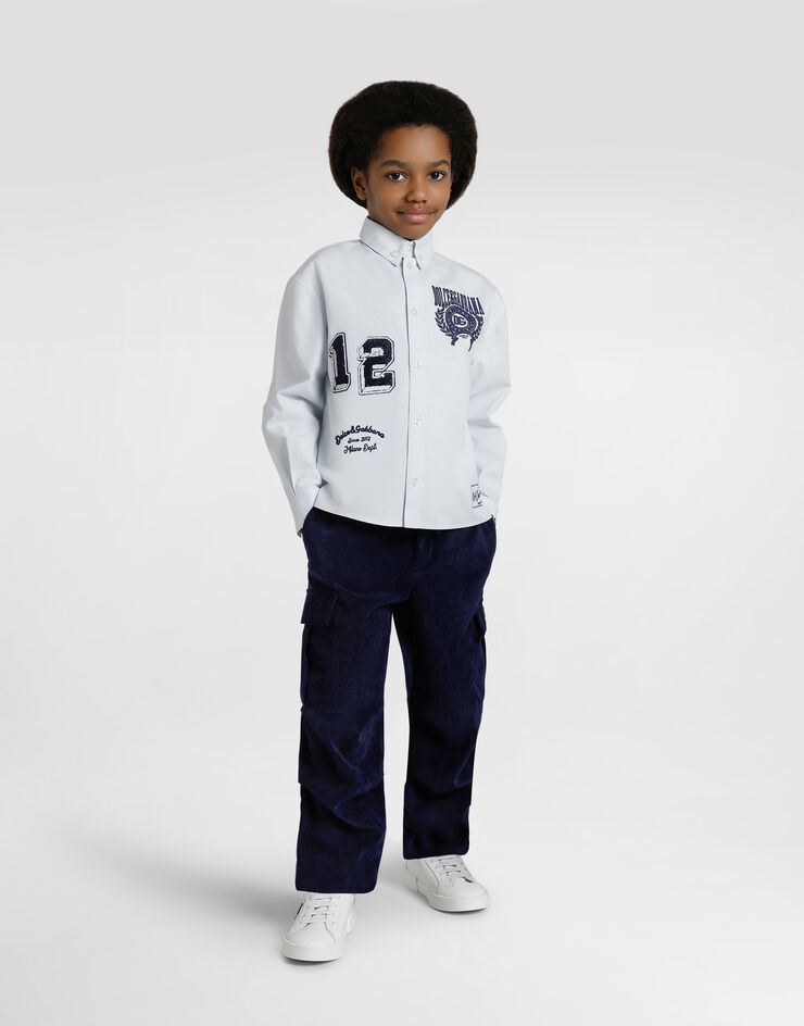 Dolce & Gabbana قميص قطني بتطريز ورقعة Grey L44S46FU609