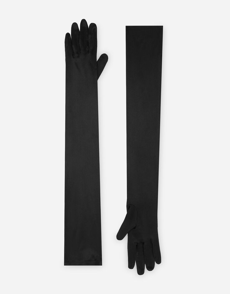 Dolce&Gabbana KIM DOLCE&GABBANA Long stretch satin gloves Black FG108AFURAG