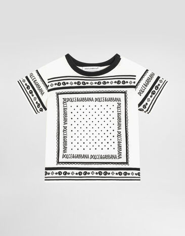 Dolce & Gabbana Jersey T-shirt with bandanna print White L1JTIEG7N8T