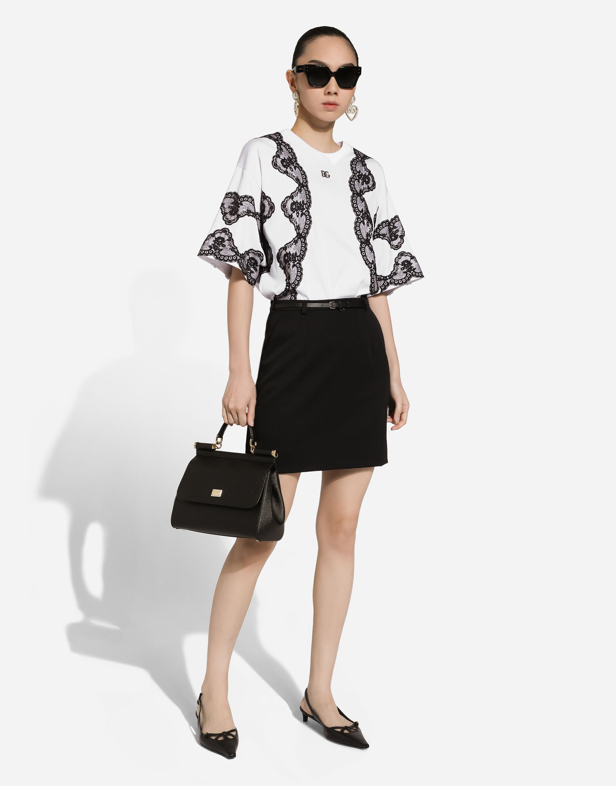 Mittelgrosse Sicily tasche aus dauphine leder in BLACK for Women Dolce Gabbana
