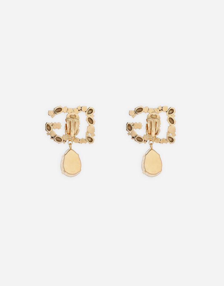 Dolce & Gabbana أقراط بشعار DG ودلاية قطرة من حجر الراين ذهبي WEQ6L6W1111