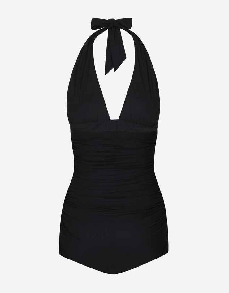 Dolce & Gabbana One-piece swimsuit with plunging neckline Black O9A06JONO12