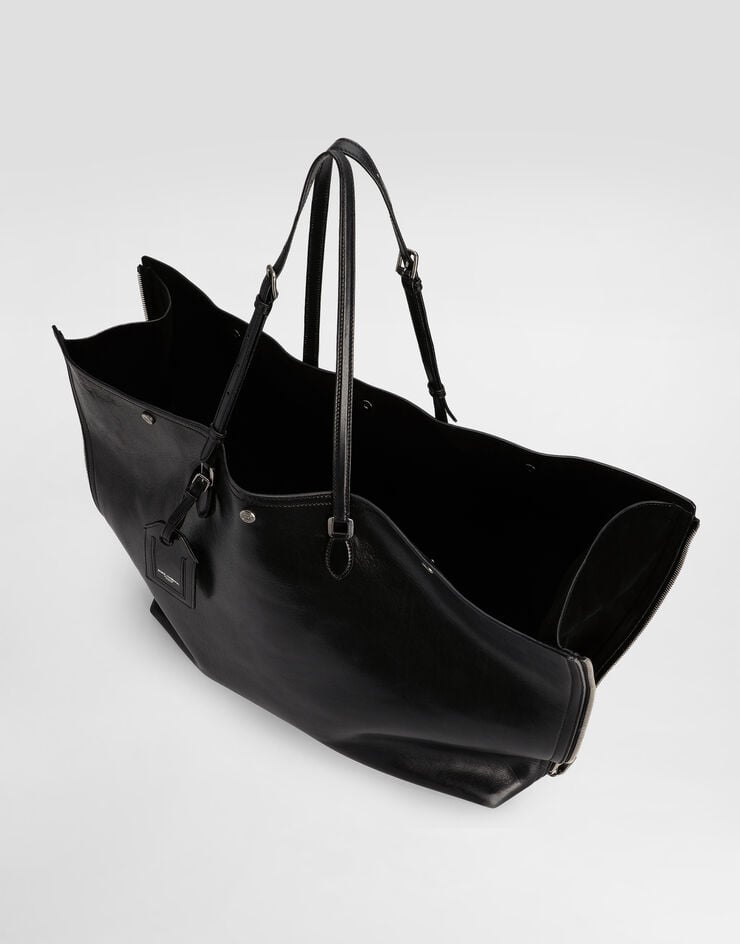 Dolce & Gabbana Atene calfskin shopping bag Black BM2536AH850