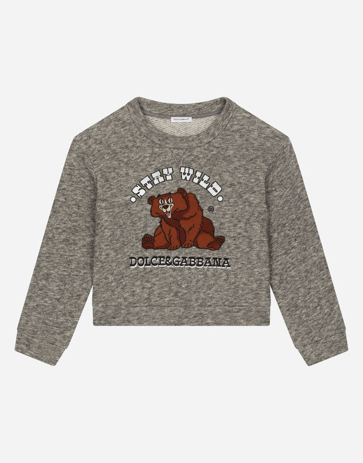 DolceGabbanaSpa Jersey round-neck sweatshirt with embroidery and patch Grey L4JWIOG7KFS