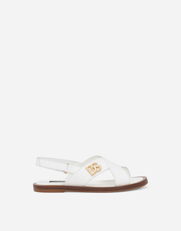 Dolce & Gabbana Sandale aus Kalbsleder mit DG-Logo Weiss D11286A1048