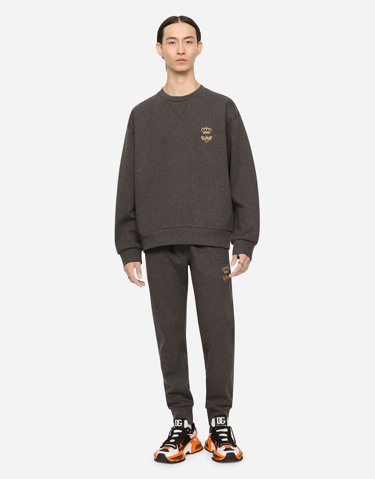 Dolce & Gabbana Jersey-Sweatshirt mit Stickerei Grau G9VA5ZHU7IE