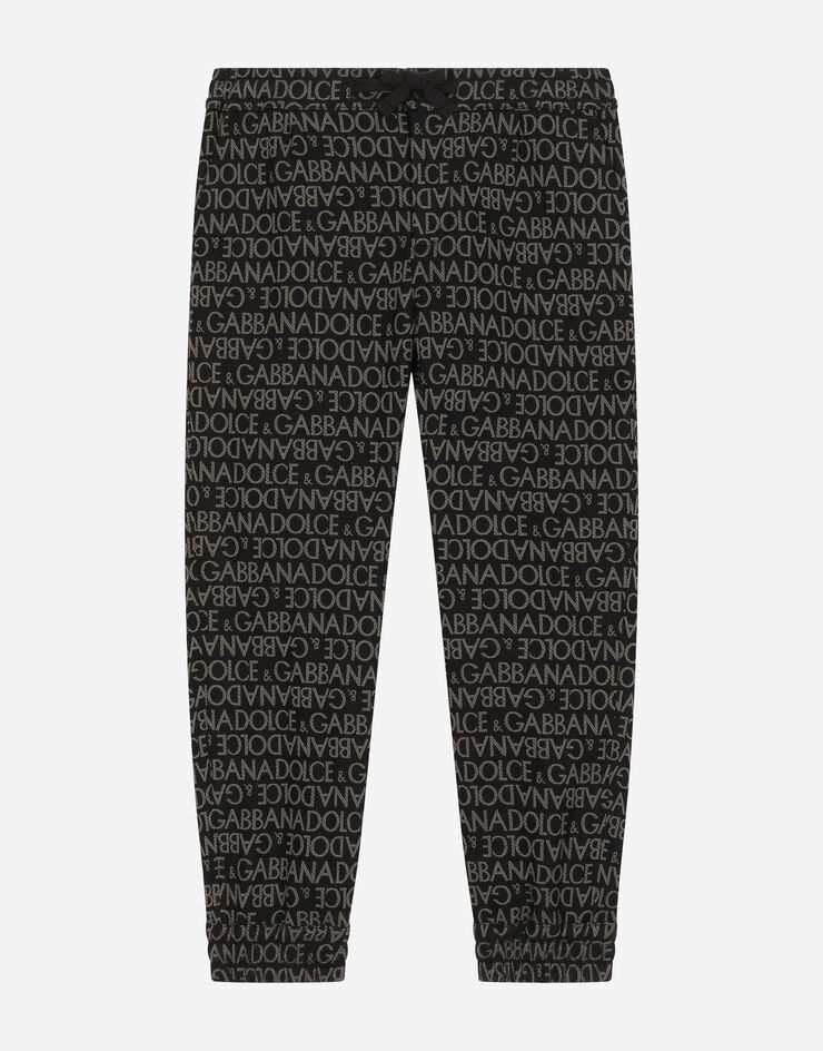 Dolce&Gabbana Cotton sports pants with jacquard logo Multicolor L44P32HJMPB