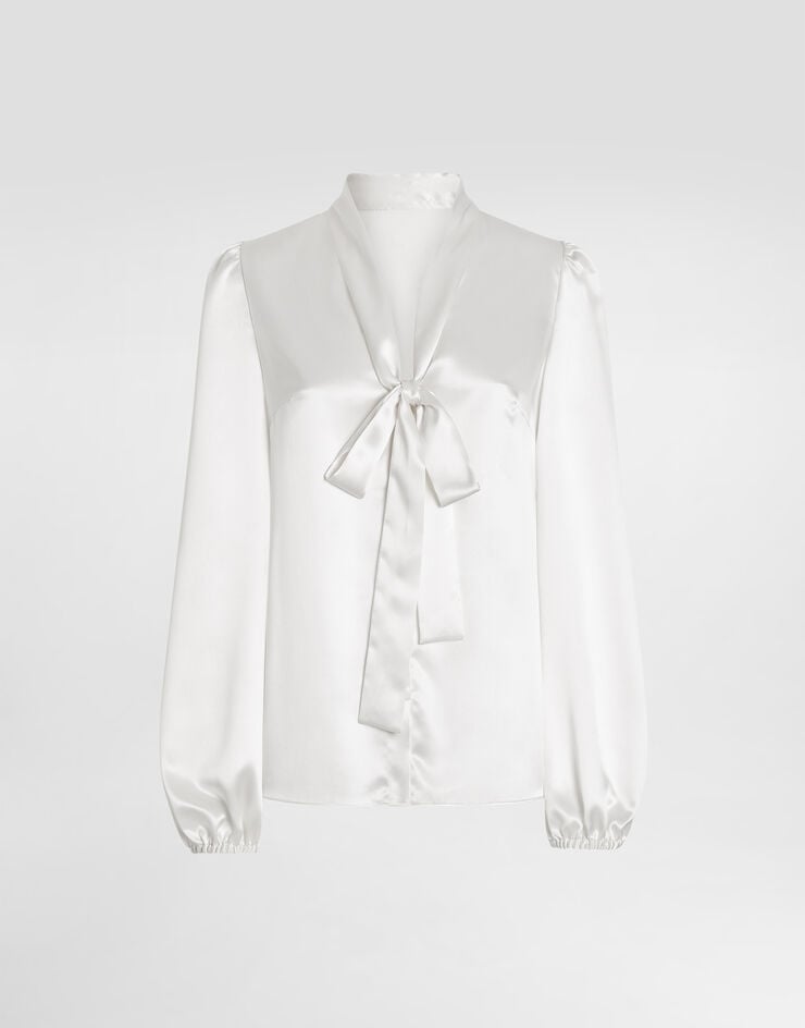 Dolce & Gabbana Camicia in raso di seta Bianco F5N70TFU1AU