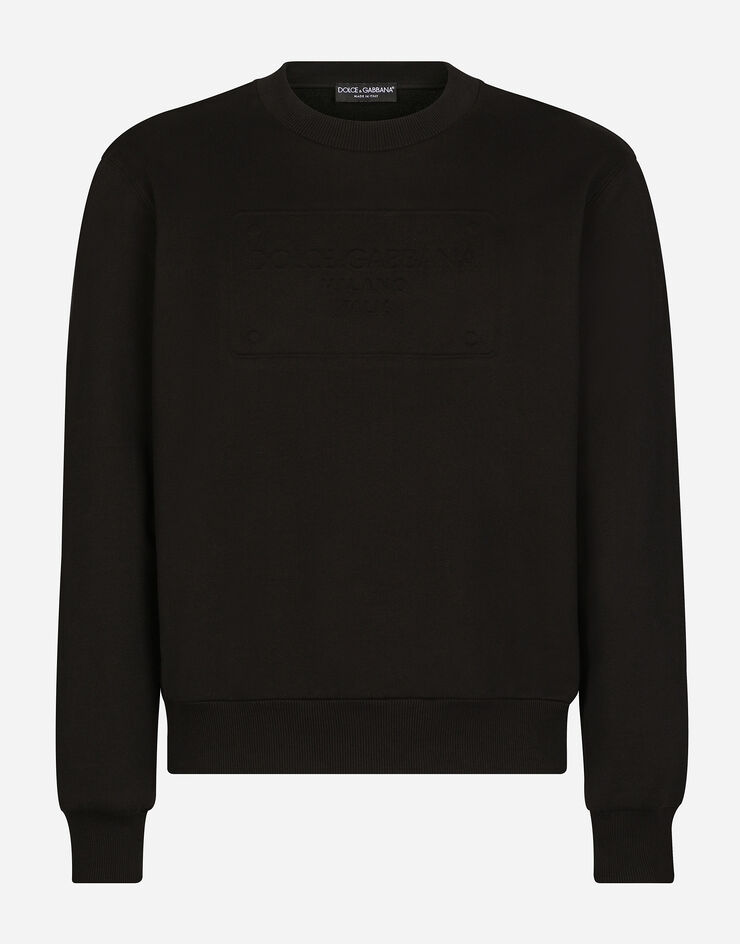 Dolce & Gabbana Technical jersey sweatshirt with embossed DG logo Black G9OW6ZG7C7X