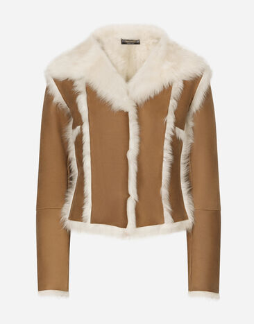 Dolce&Gabbana Short shearling jacket Beige F26V1LFUP7Y