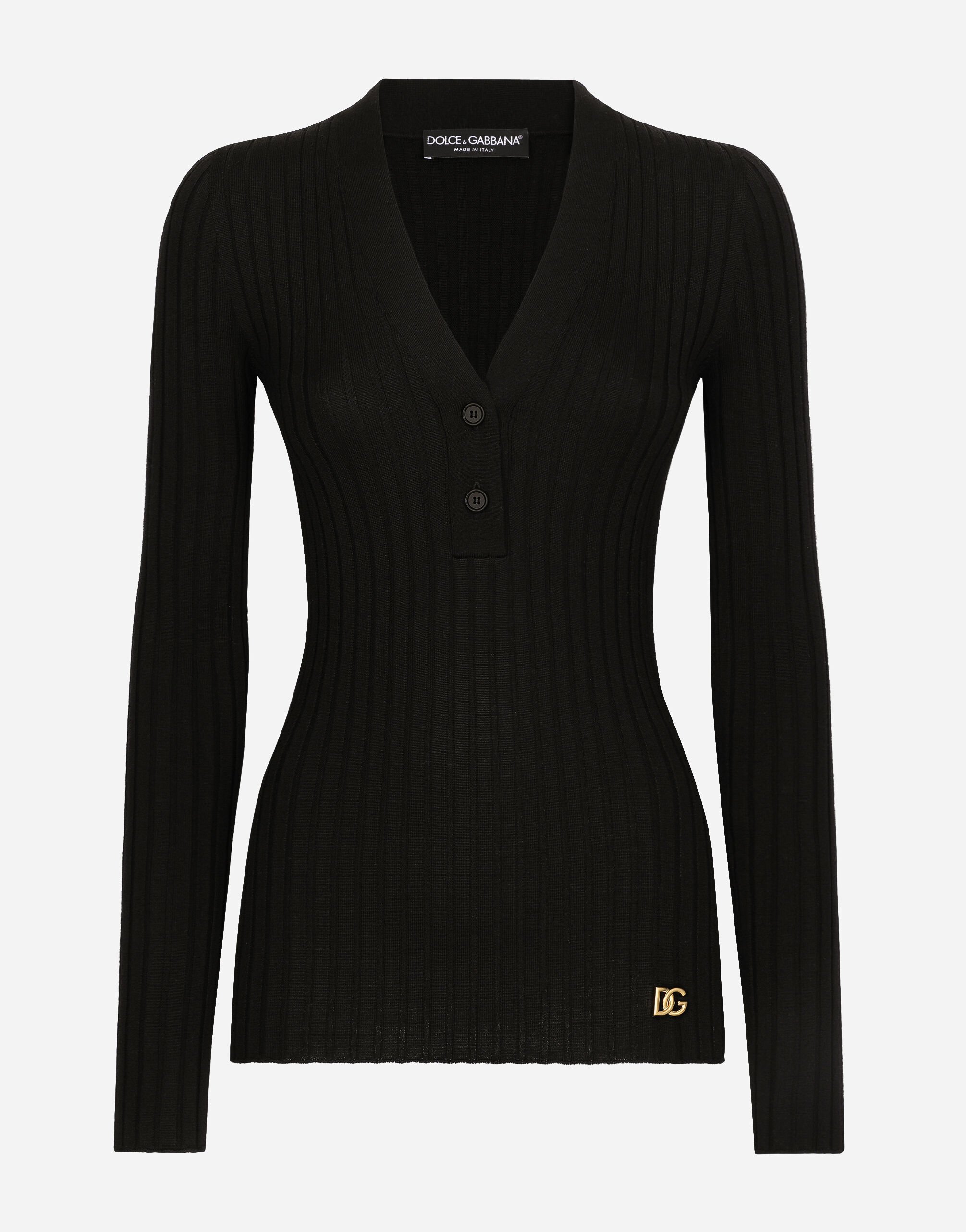 Dolce & Gabbana Jersey en punto acanalado plano de lana Multicolor FXM23TJCVO8