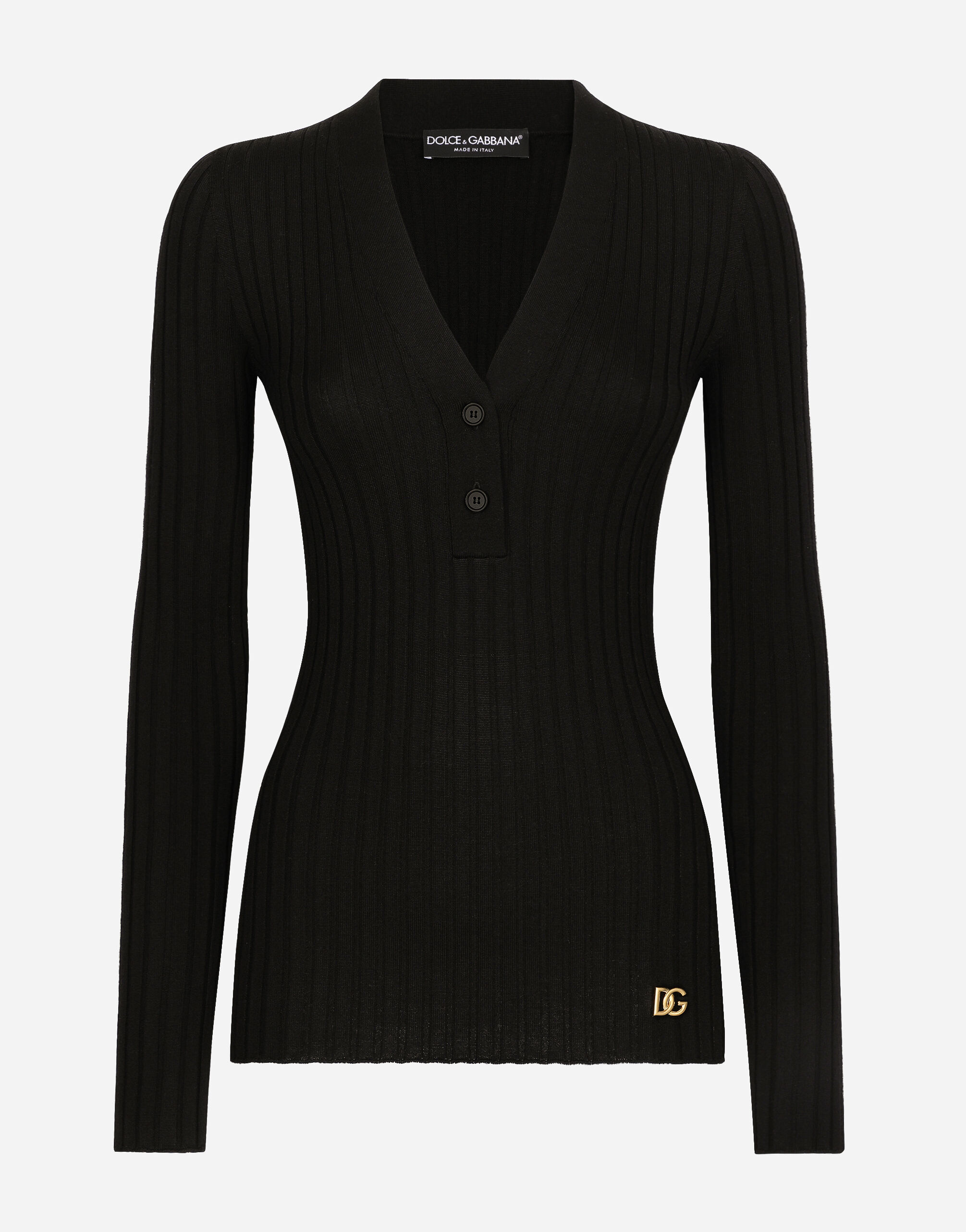 Pull en laine c tes plates en Noir pour femme Dolce Gabbana