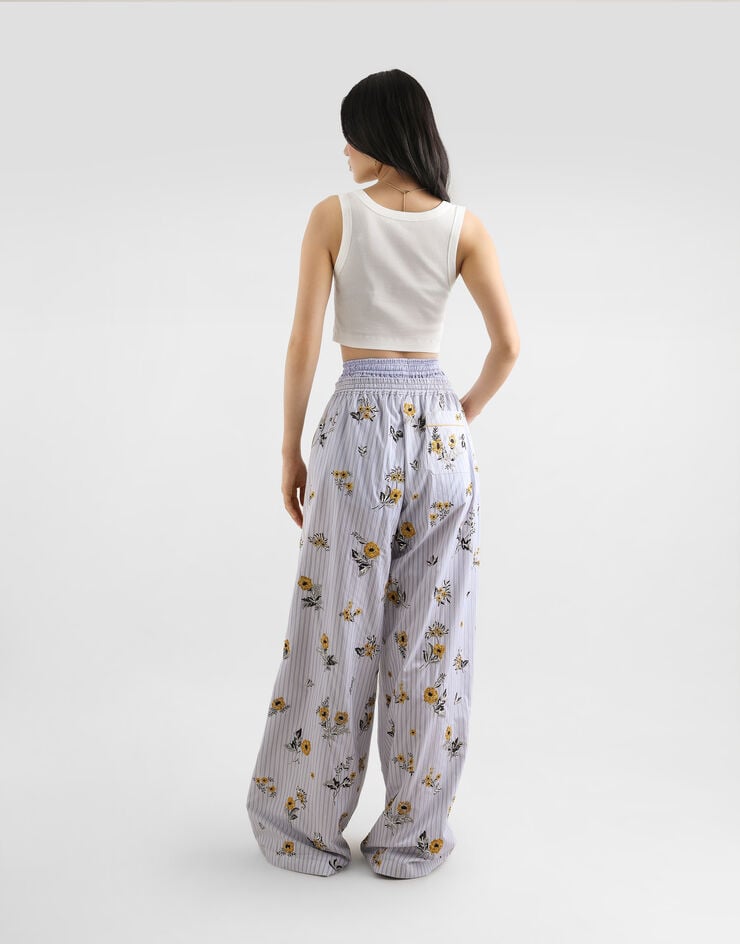 Dolce & Gabbana Poplin trousers with thread floral embroidery and rhinestones Dolce & Gabbana Poplin trousers with thread floral embroidery and rhinestones Multicolor FTDJEZGDDR9