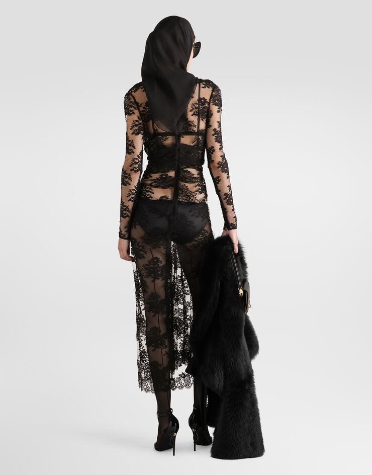 Dolce & Gabbana Lace dress with bow Black F6TTZZHLMQM