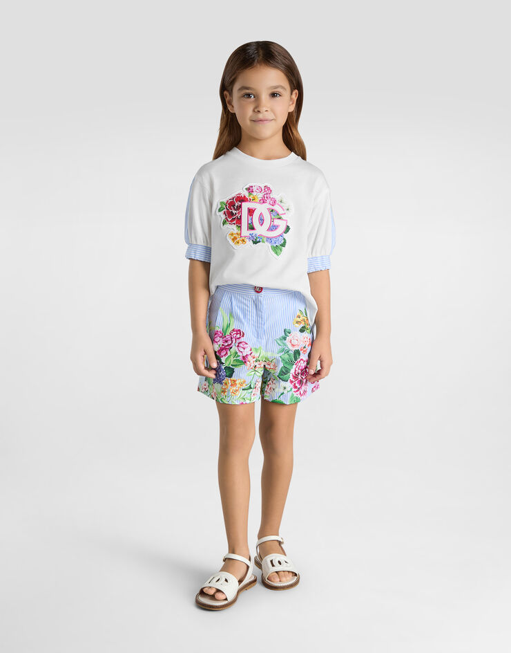 Dolce & Gabbana Striped poplin shorts with floral print Print L53Q39FI5K7