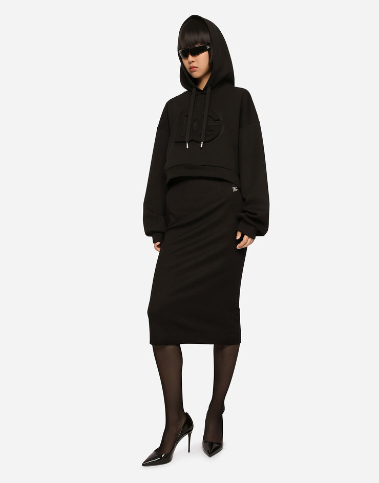 Dolce & Gabbana Milano rib midi skirt Black F4B6UTFUGPN