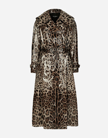 Dolce & Gabbana Leopard-print coated satin trench coat Print F0AH2THI1BD