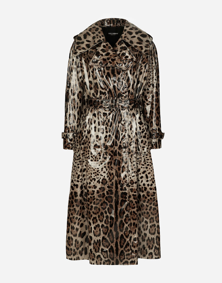 Dolce & Gabbana Gabardina de raso revestido con estampado de leopardo Imprima F0D1NTFSRNH