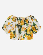 Dolce & Gabbana Poplin top with yellow rose print White D11032A1735