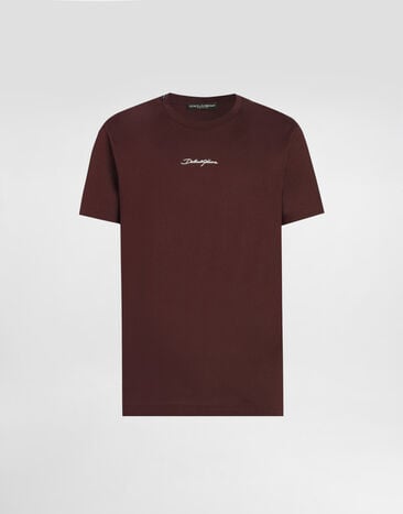 Dolce & Gabbana Camiseta de algodón con parche bordado Dolce & Gabbana Camiseta de algodón con parche bordado Purple G8RN8ZG7P0C