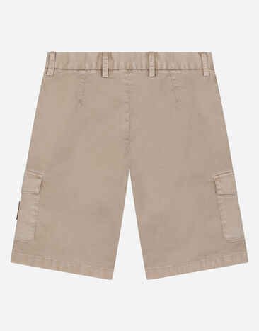 DolceGabbanaSpa Stretch gabardine shorts with logo tag Beige L43Q21LY071