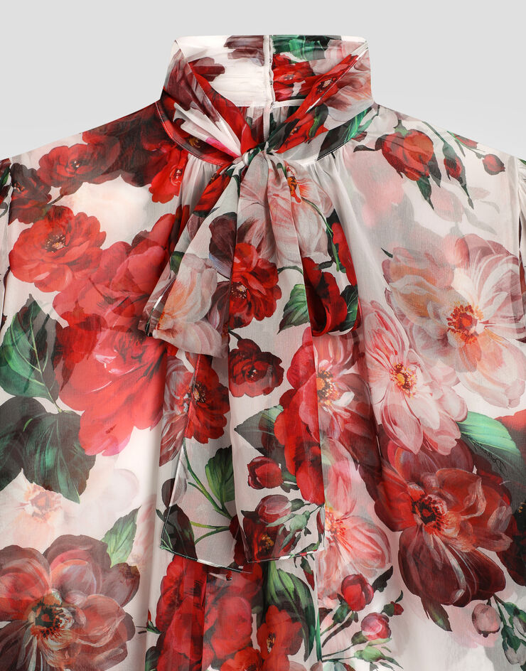 Dolce & Gabbana Chiffon pussy-bow blouse with rose print Print F5R62TIS1Y6