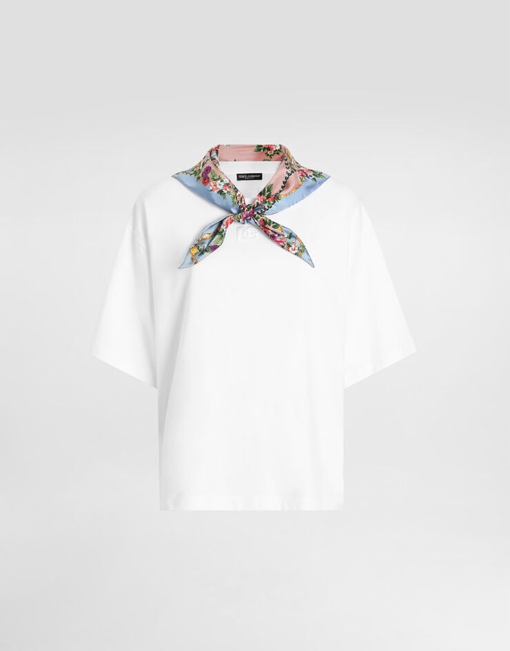 Dolce & Gabbana T-shirt en jersey avec foulard et broderie DG Dolce & Gabbana T-shirt en jersey avec foulard et broderie DG White F8W32ZGDDPD