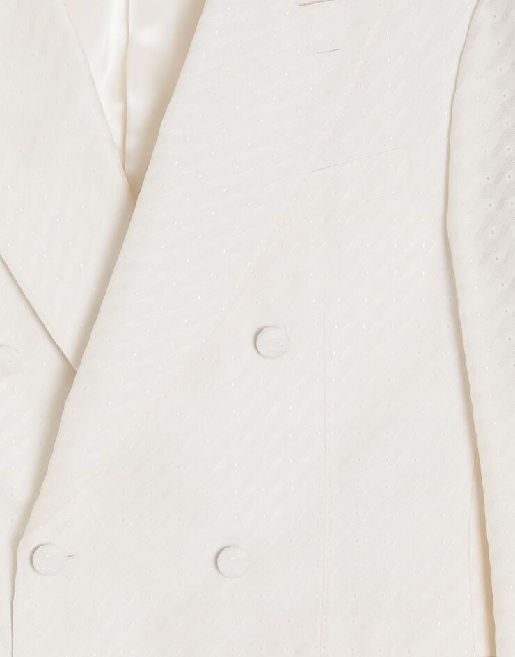 Dolce & Gabbana Double-breasted sicilia light jacquard jacket with micro pattern White G2TV8THJMQY