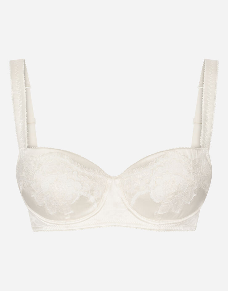 Padded balcony bra in satin with race in White for for Women | Dolce ...