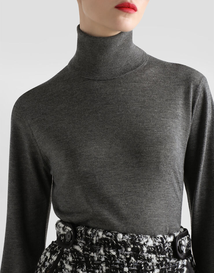 Dolce & Gabbana Rollkragenpullover aus Kaschmir Grau FXW42ZJBW0P