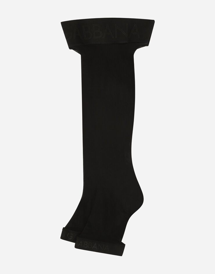 Dolce & Gabbana 로고 스트레치 밴드 홀드업 스타킹 블랙 O4A52TONM85