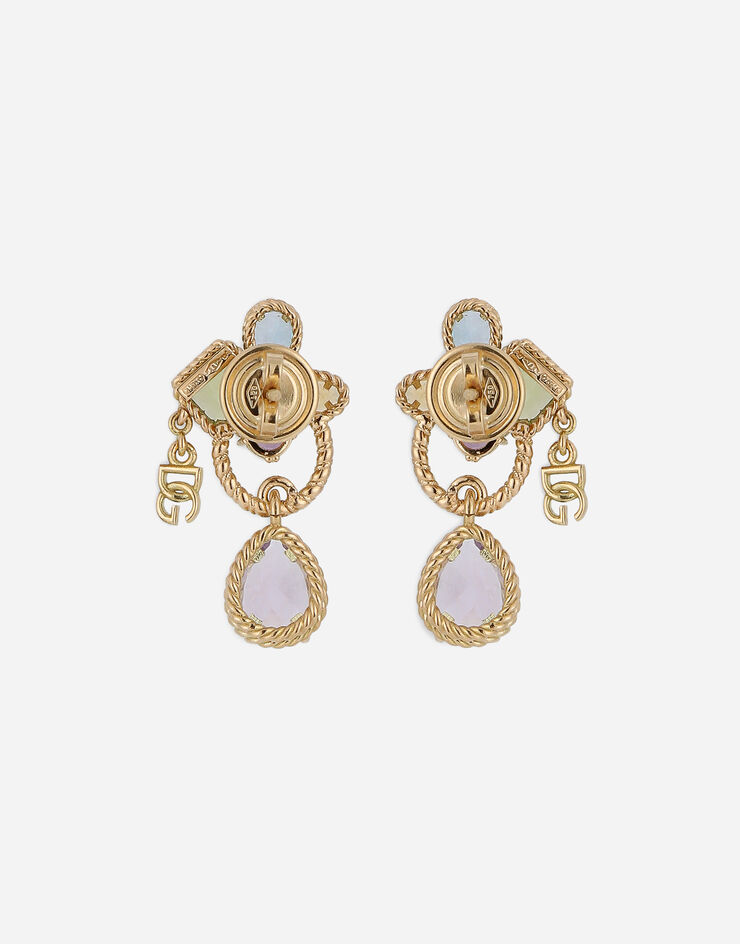 Dolce & Gabbana 18kt yellow gold pierced earrings withmulticolors gemstones Yellow Gold WEQR1GWMIX1