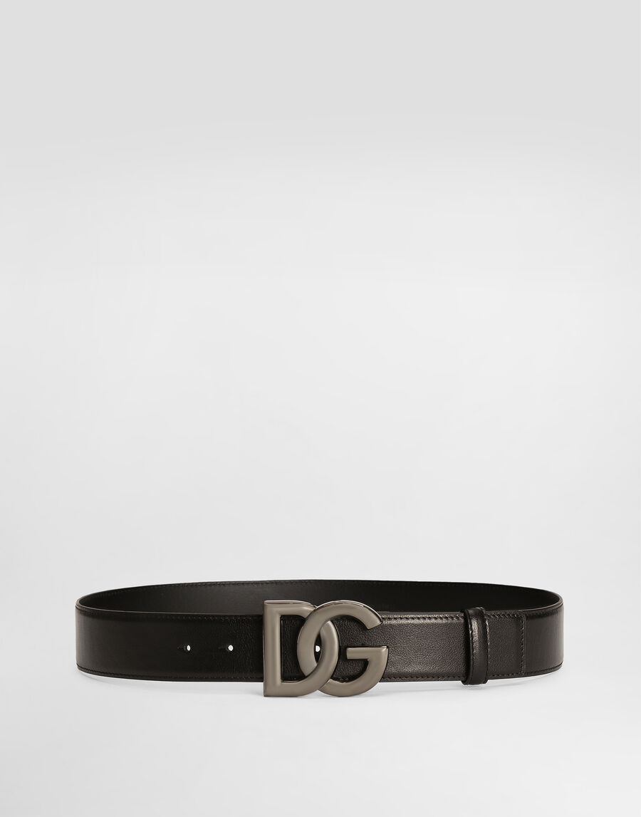 Calfskin belt with crossover DG buckle logo