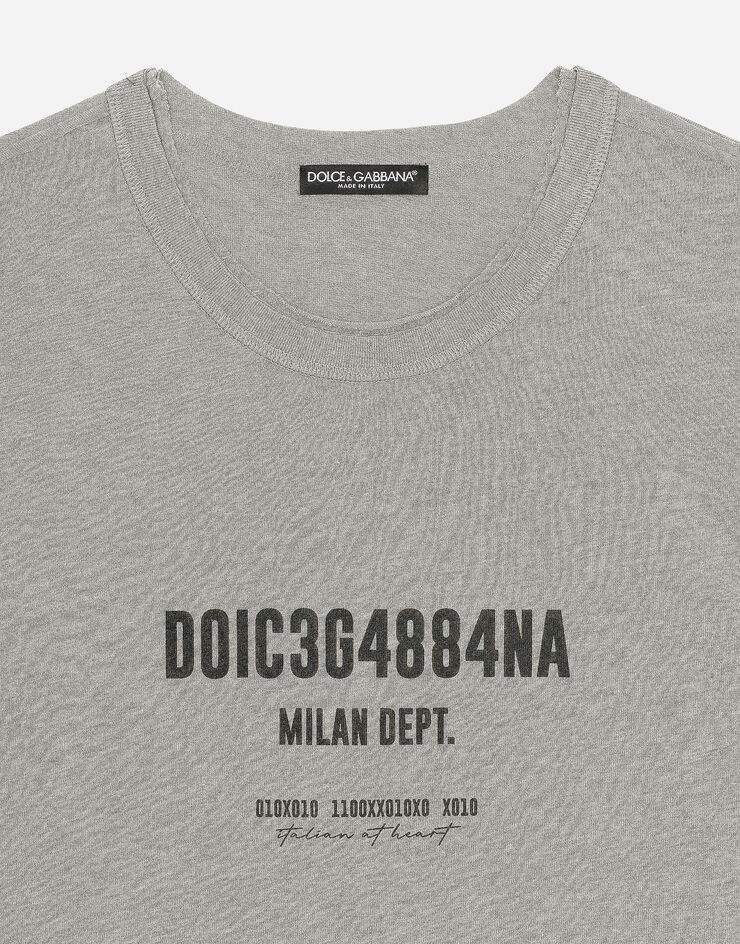 Dolce&Gabbana Cotton interlock T-shirt with logo print Grey G8RF4TG7K0C