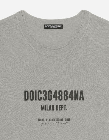Dolce&Gabbana T-Shirt aus Baumwollinterlock mit Logoprint Grau G8RF4TG7K0C