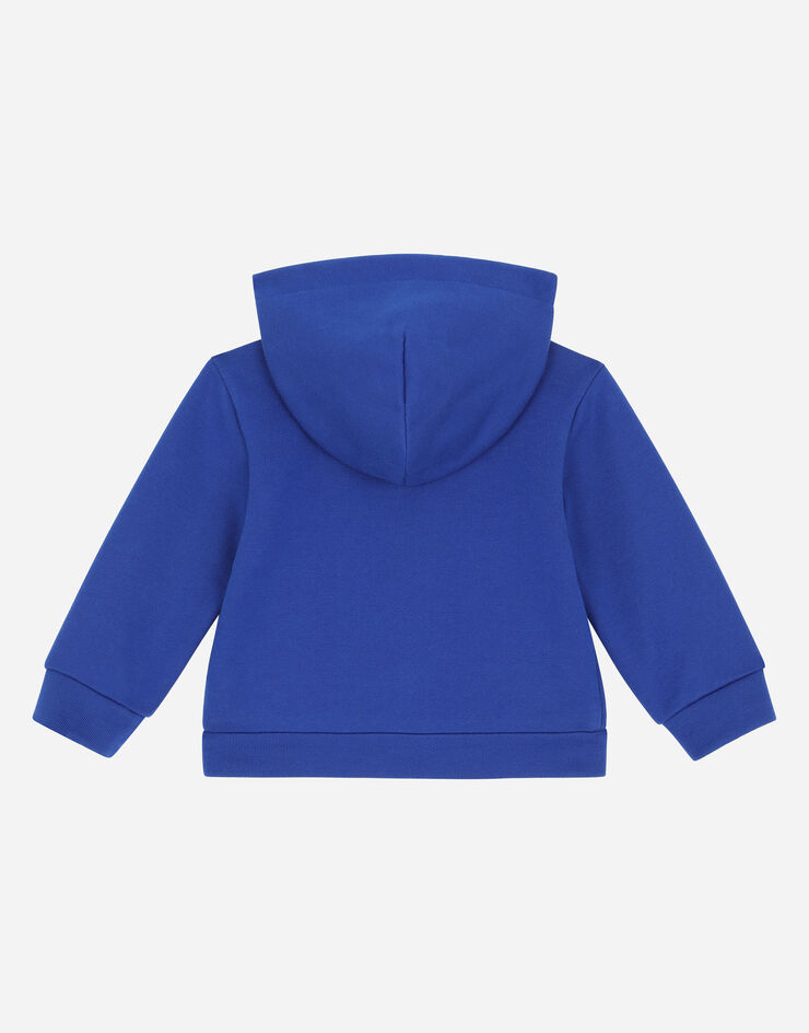 Dolce & Gabbana Sweat-shirt à capuche en jersey avec plaquette logo Bleu L1JW2VG7OLJ
