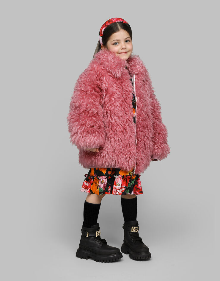 Dolce & Gabbana Jacke aus Mohairfell mit DG-Logo Rosa L5JBQ7G7N1R