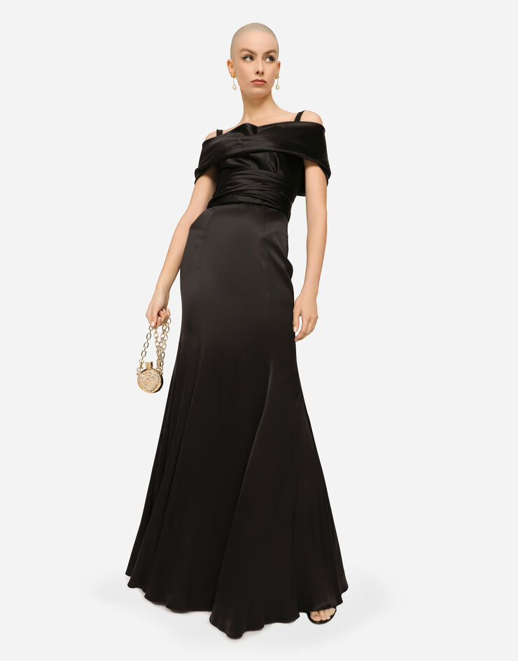 Dolce & Gabbana Long satin dress NERO F6H2GTFUAEB