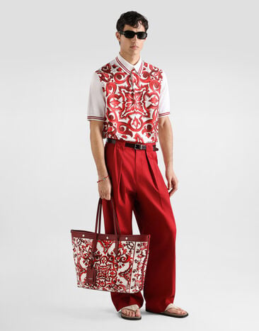 Dolce & Gabbana قميص بولو من حرير بطبعة ماجوليكا Multicolor GXZ18TJGMJ2