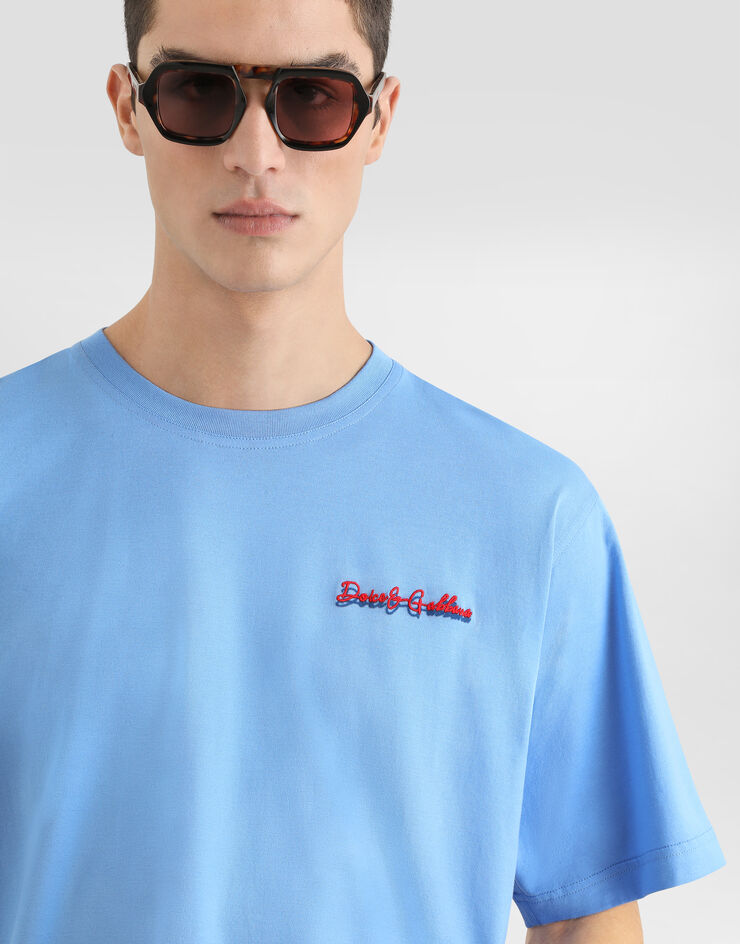Dolce & Gabbana Футболка из хлопка с логотипом Azure G8PN9ZG7Q1W