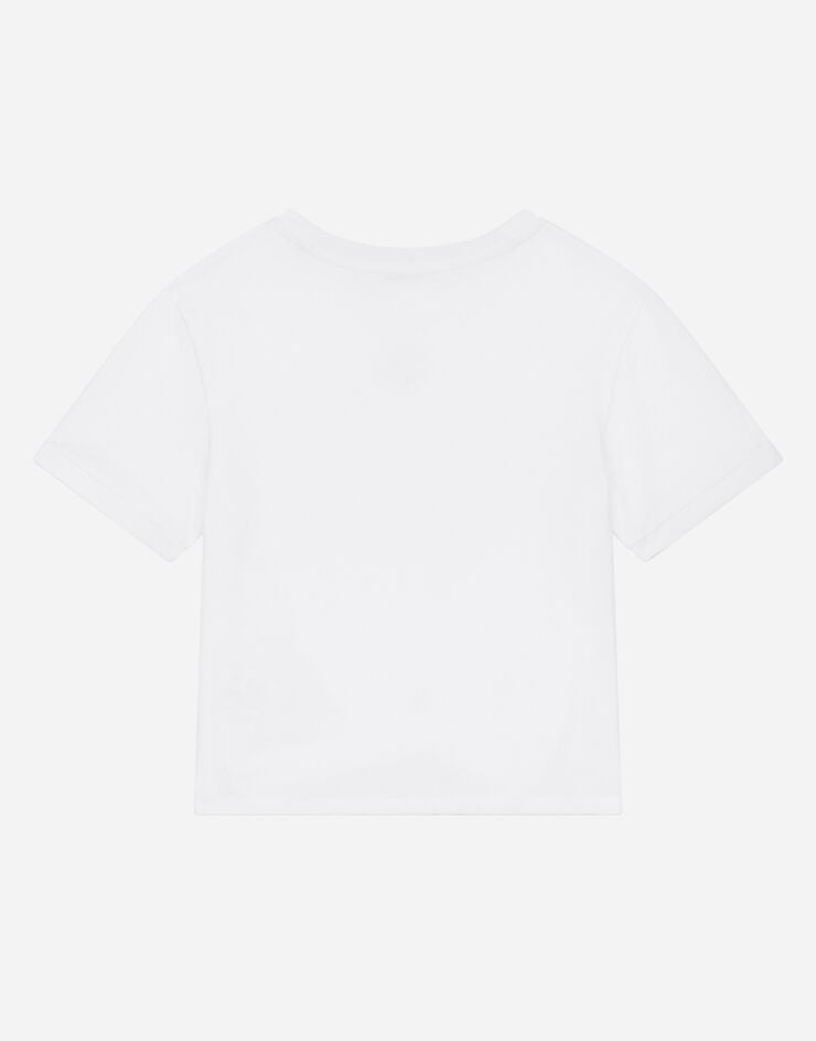 Dolce & Gabbana Camiseta de punto con logotipo DG de metal Blanco L5JTJQG7EX1