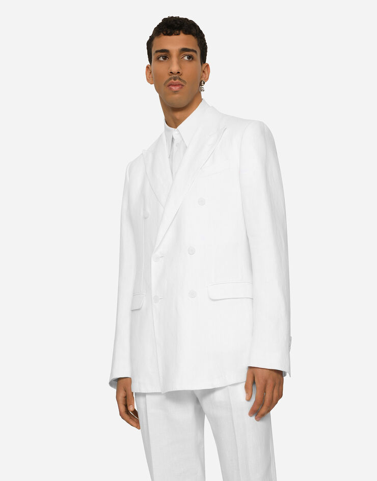 Dolce & Gabbana Double-breasted linen Taormina jacket White G2NW1TFU4DV