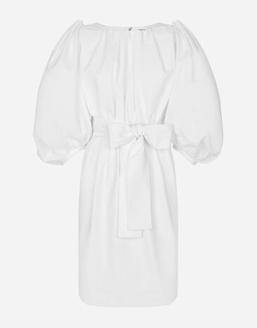 Dolce & Gabbana Cotton midi dress with puff sleeves White F6JIUTFU61C