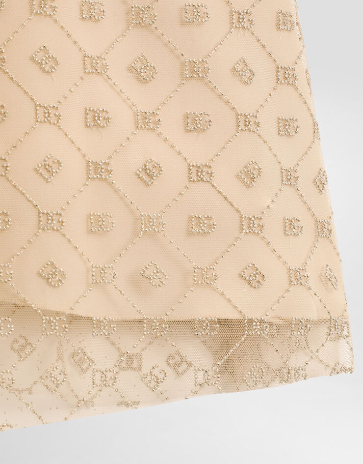 Dolce & Gabbana DG 刺绣薄纱长袖连衣裙 米色 L54DH9FLSLY