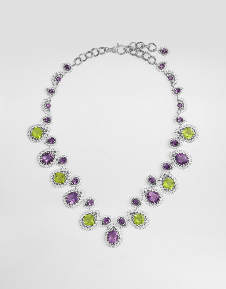 Dolce & Gabbana Eleganza Necklace 18-carat white gold, amethysts, peridots, and sapphires    White WNSA4GWAME1