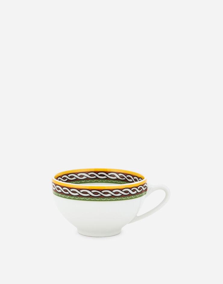Dolce & Gabbana Set 2 Porcelain Espresso Cups with Saucers Multicolor TC0S12TCALI